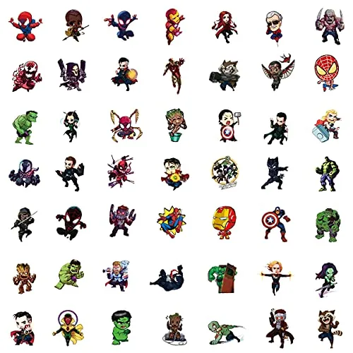 100Pcs Teens Superheros Stickers,Avengers Decals,Waterproof for Laptop Water Bottle Car Cup Computer Guitar Skateboard Luggage Bike Bumper, Kid/Teen Gift