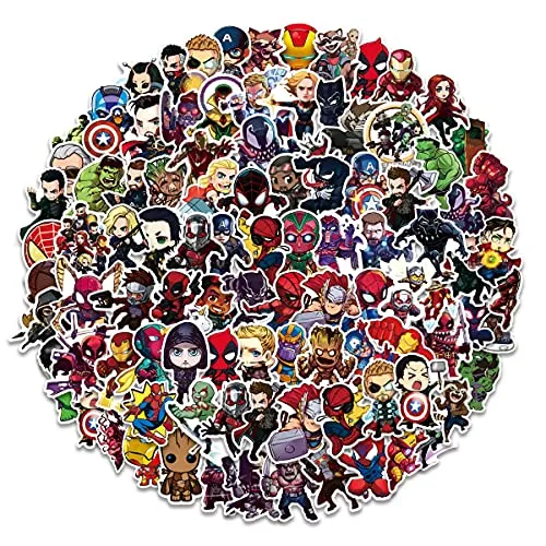 100Pcs Teens Superheros Stickers,Avengers Decals,Waterproof for Laptop Water Bottle Car Cup Computer Guitar Skateboard Luggage Bike Bumper, Kid/Teen Gift