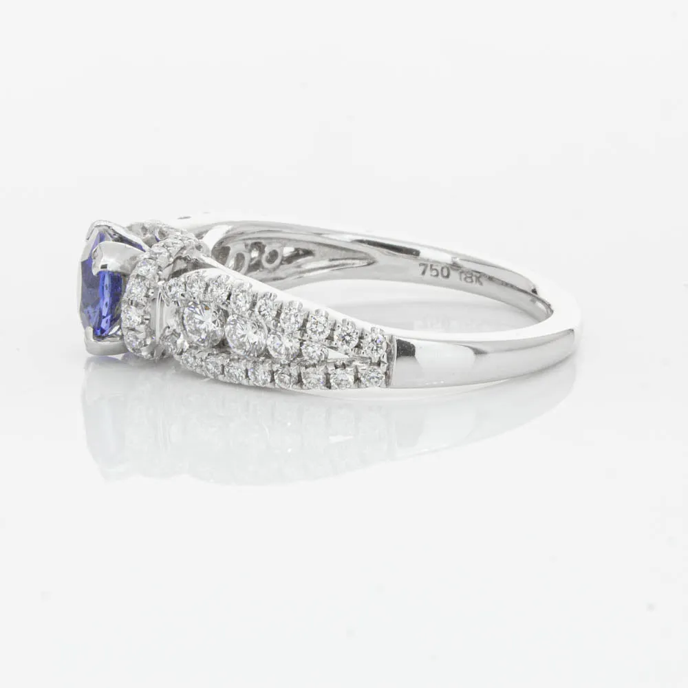 18ct White Gold 1.00ct Sapphire & Diamond Ring