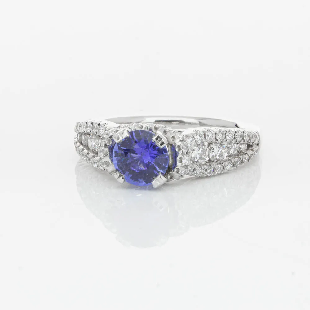 18ct White Gold 1.00ct Sapphire & Diamond Ring