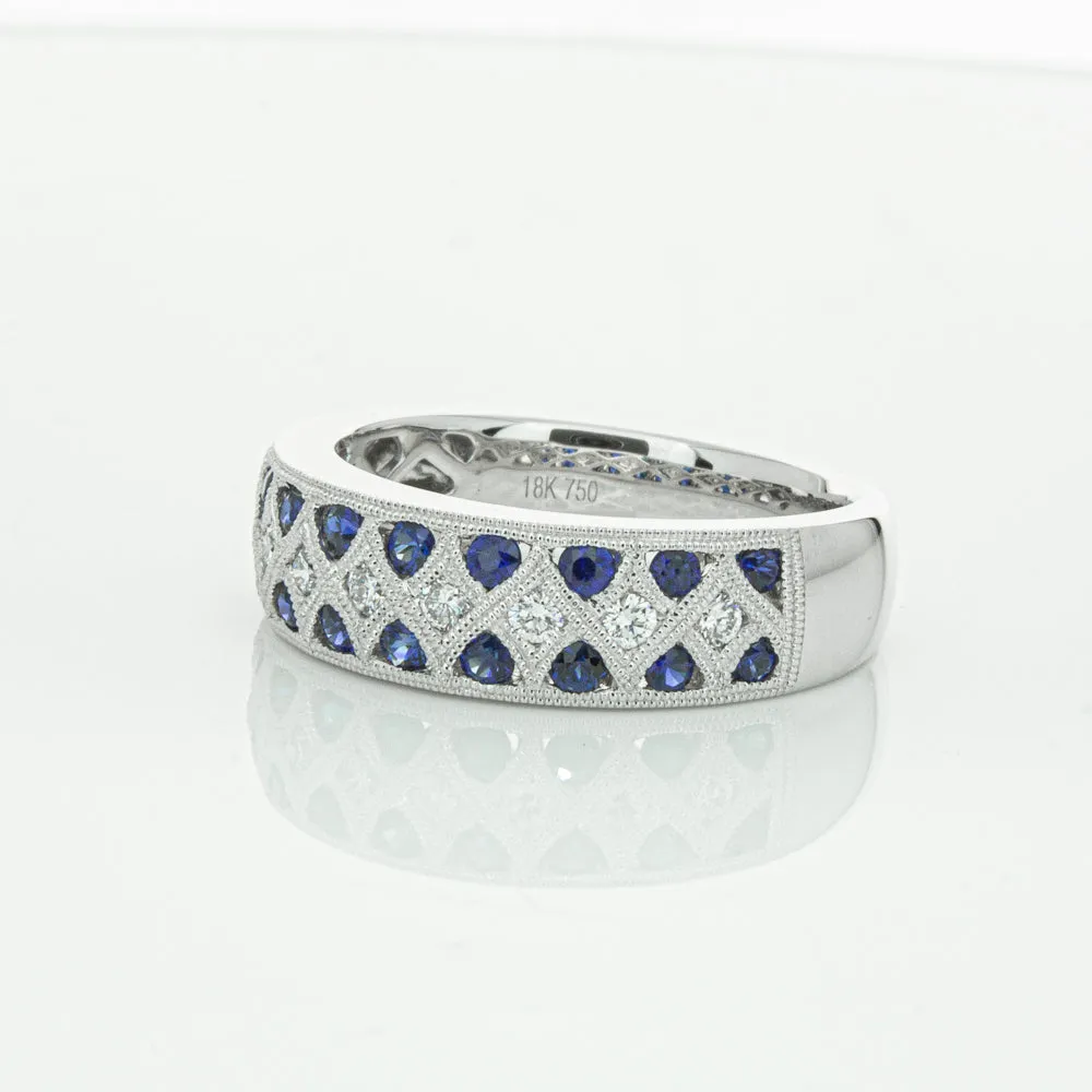 18ct White Gold .62ct Sapphire & Diamond Honour Band