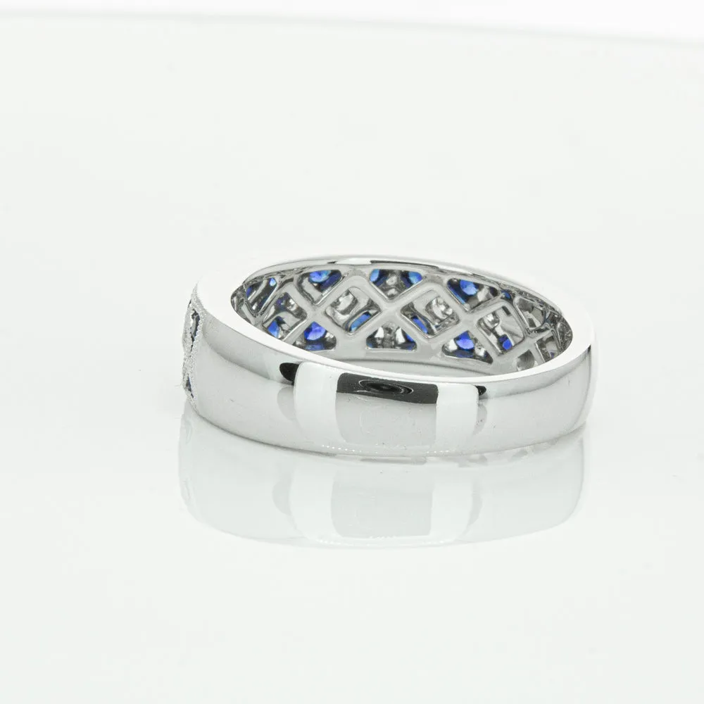 18ct White Gold .62ct Sapphire & Diamond Honour Band