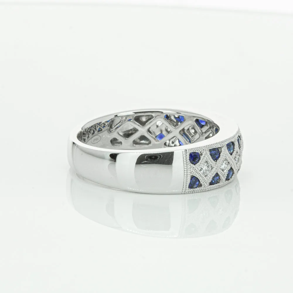 18ct White Gold .62ct Sapphire & Diamond Honour Band