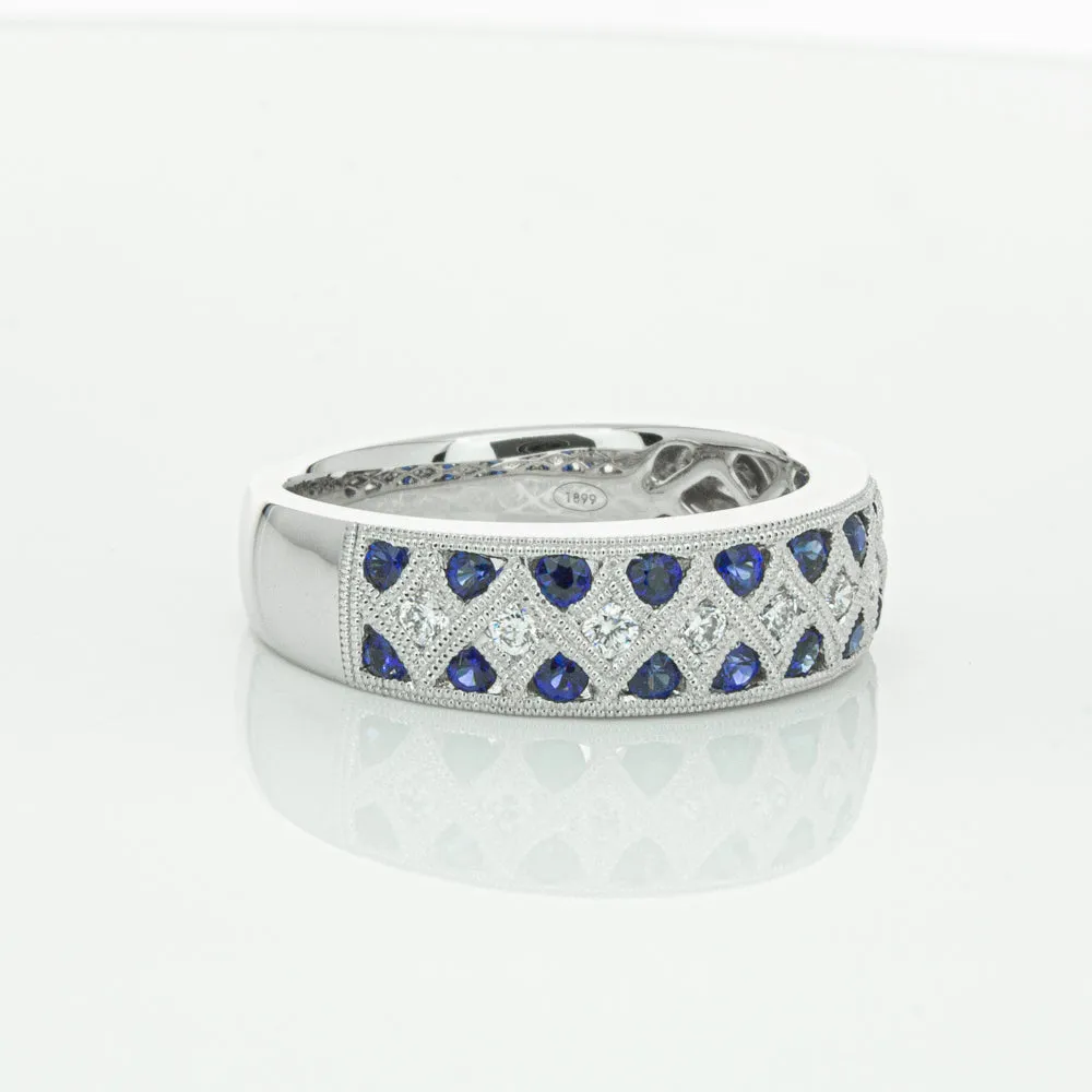 18ct White Gold .62ct Sapphire & Diamond Honour Band