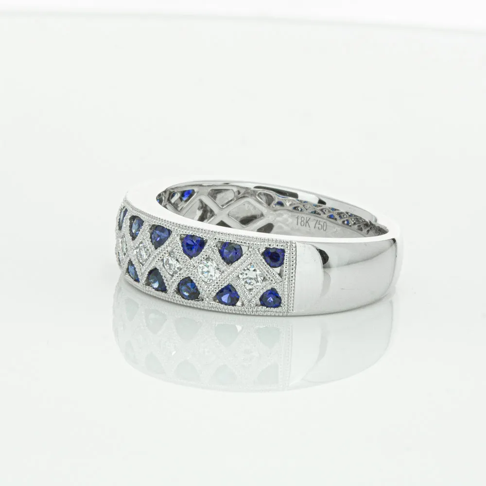 18ct White Gold .62ct Sapphire & Diamond Honour Band