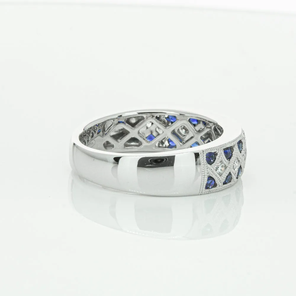 18ct White Gold .62ct Sapphire & Diamond Honour Band