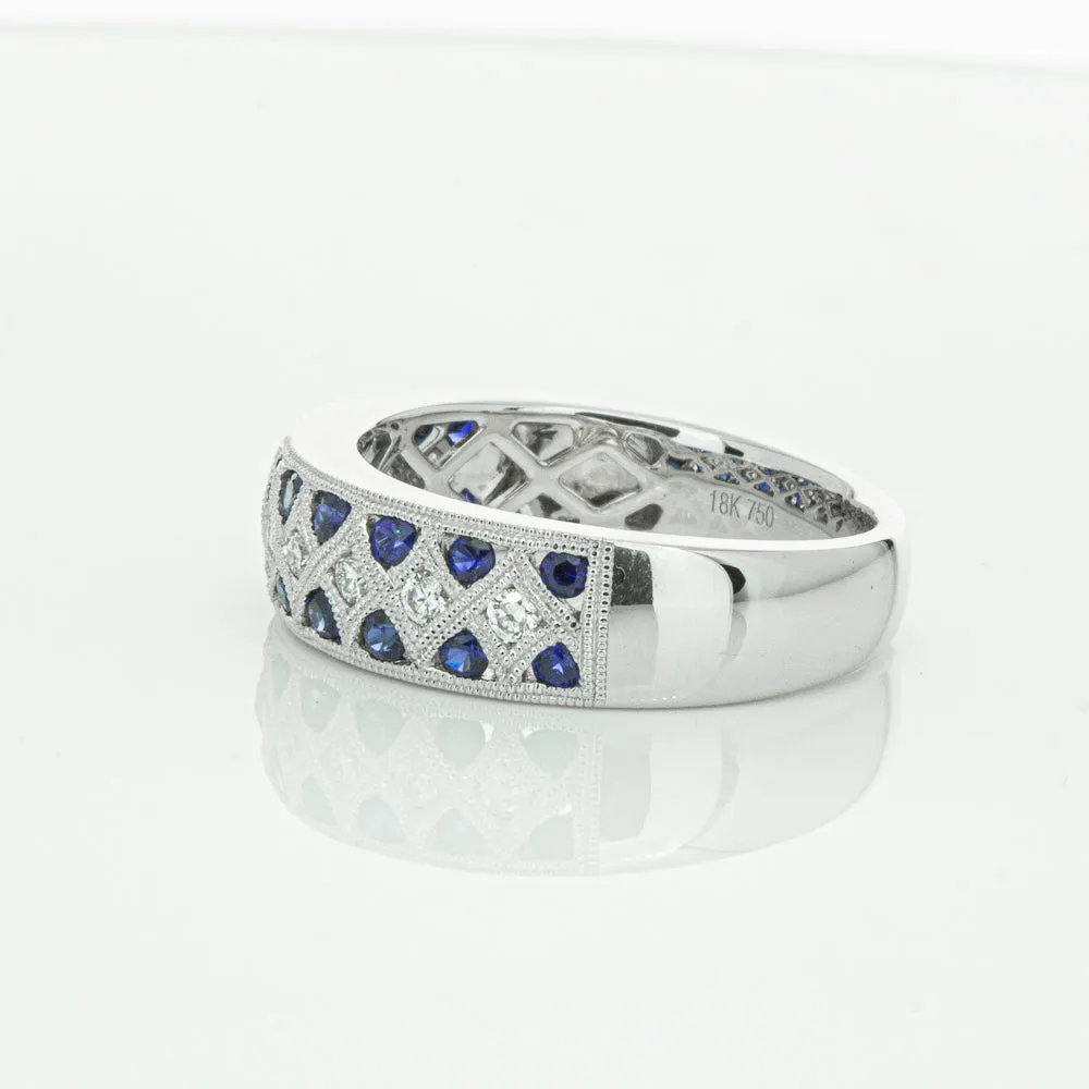 18ct White Gold .62ct Sapphire & Diamond Honour Band