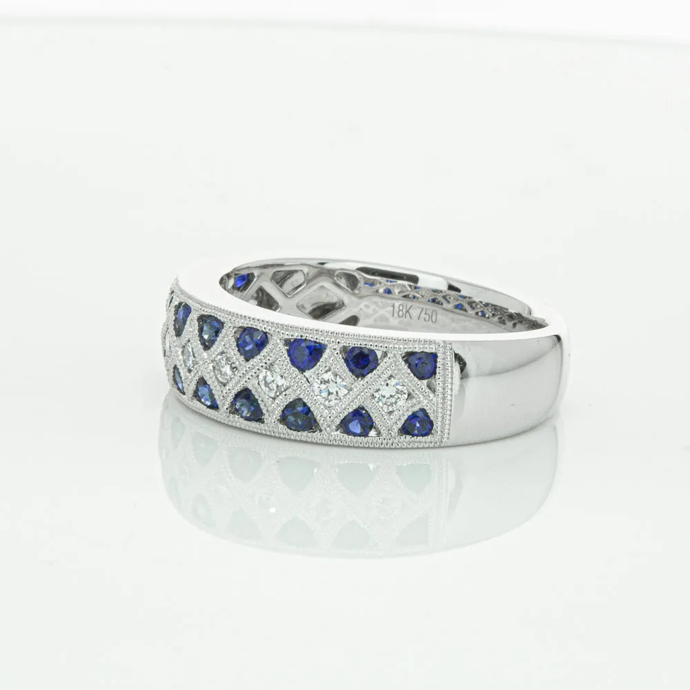 18ct White Gold .62ct Sapphire & Diamond Honour Band