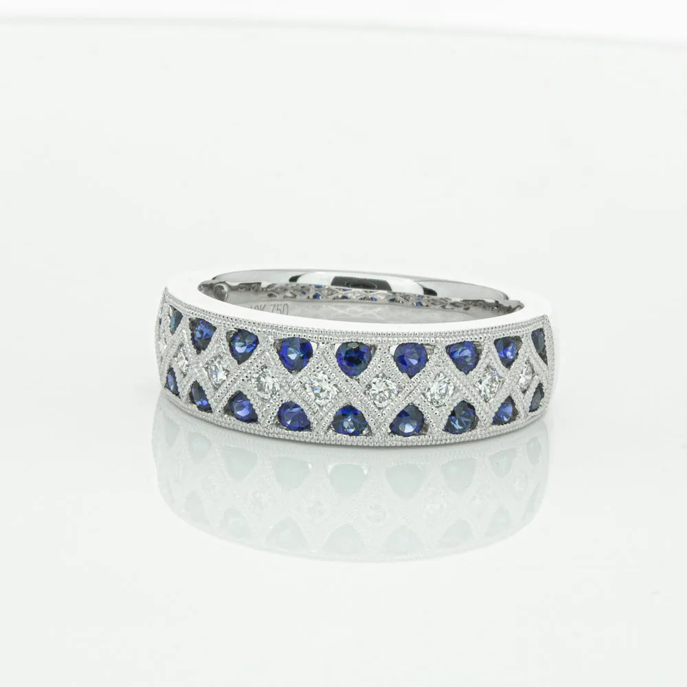 18ct White Gold .62ct Sapphire & Diamond Honour Band