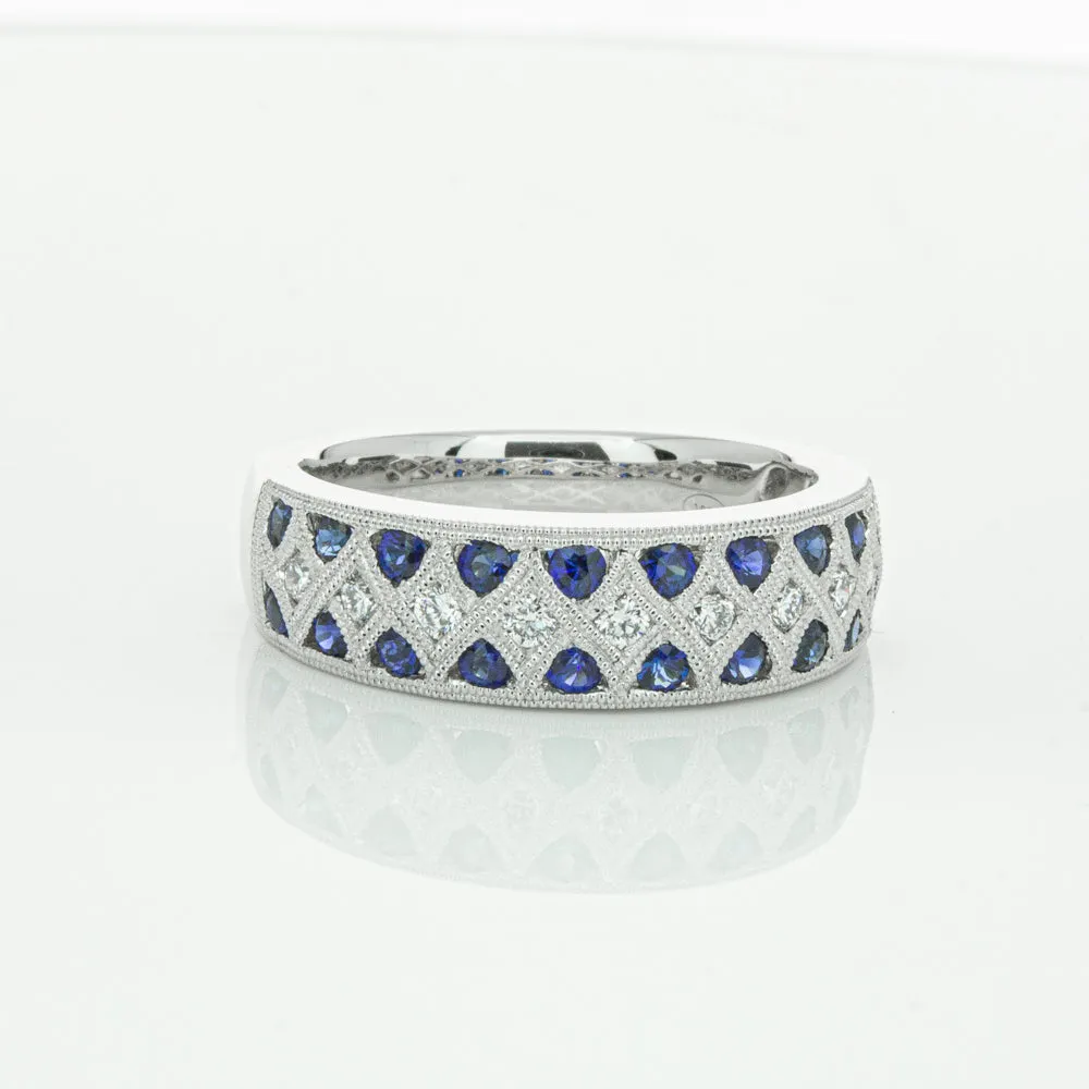 18ct White Gold .62ct Sapphire & Diamond Honour Band