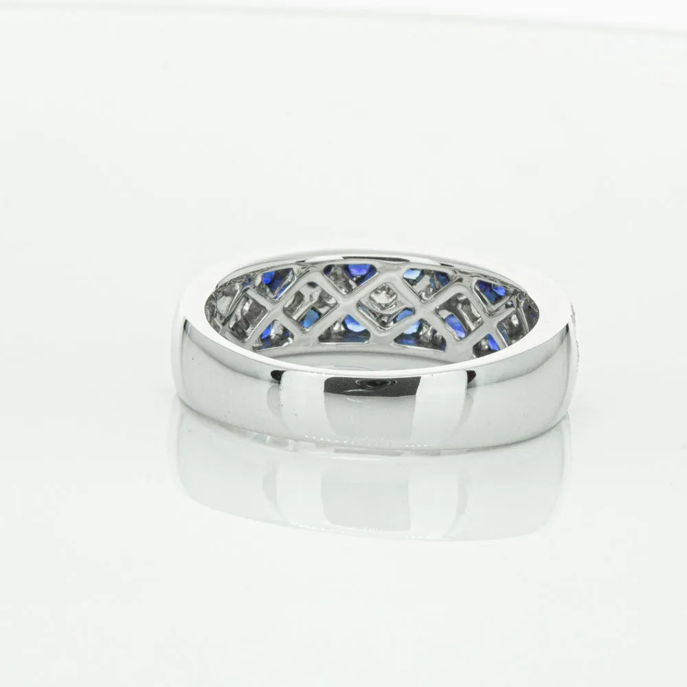 18ct White Gold .62ct Sapphire & Diamond Honour Band