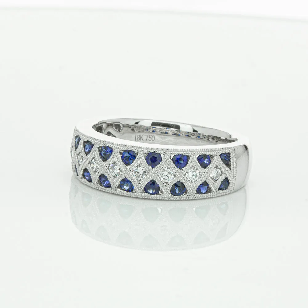 18ct White Gold .62ct Sapphire & Diamond Honour Band