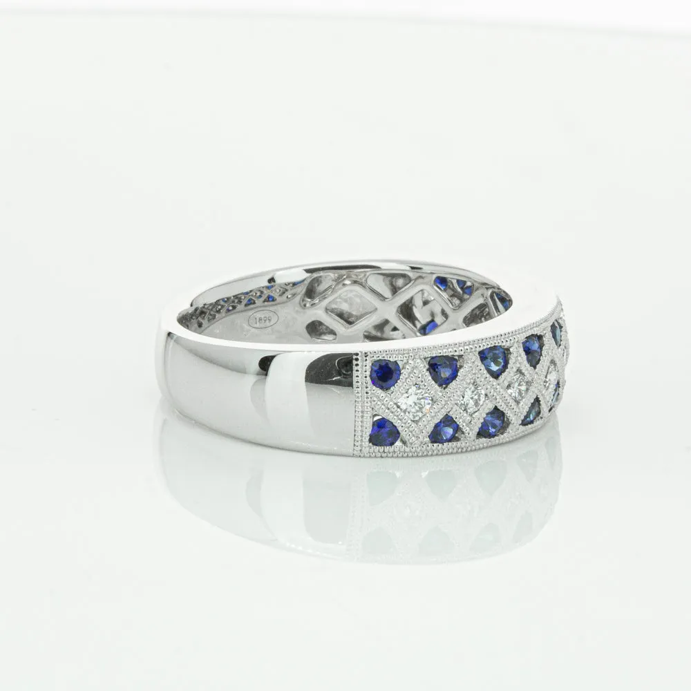 18ct White Gold .62ct Sapphire & Diamond Honour Band