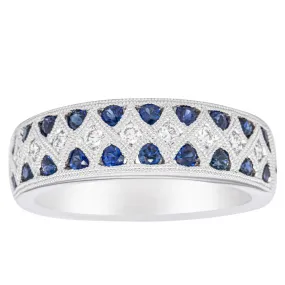 18ct White Gold .62ct Sapphire & Diamond Honour Band