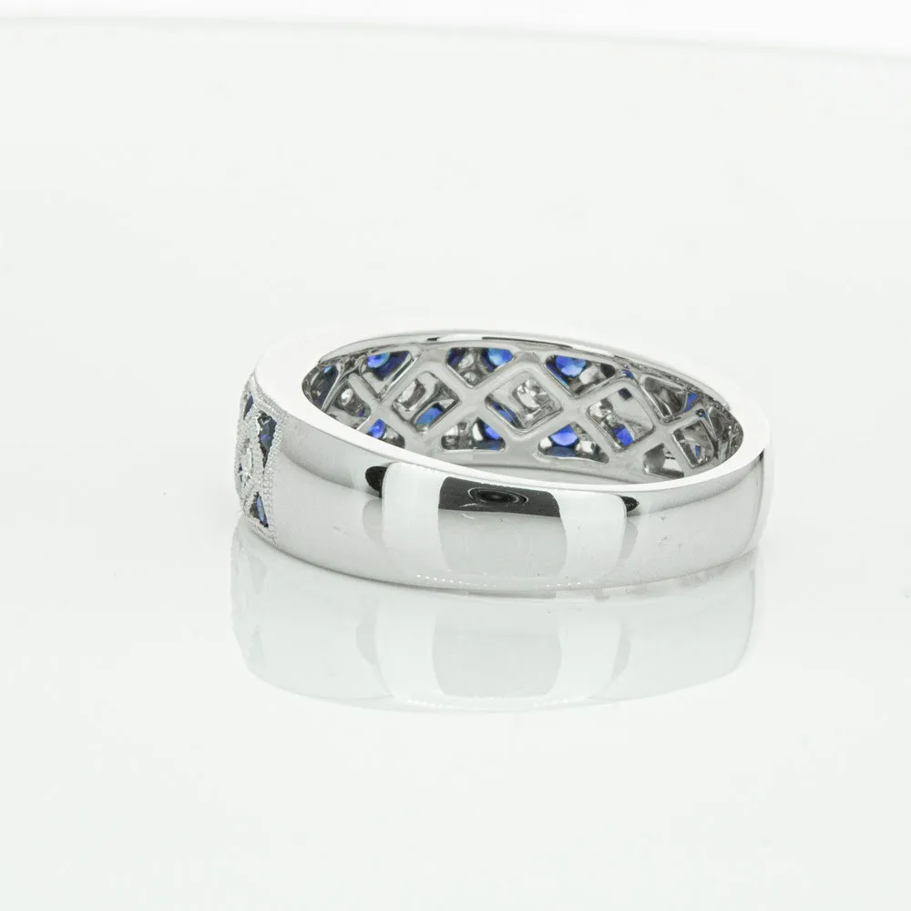 18ct White Gold .62ct Sapphire & Diamond Honour Band