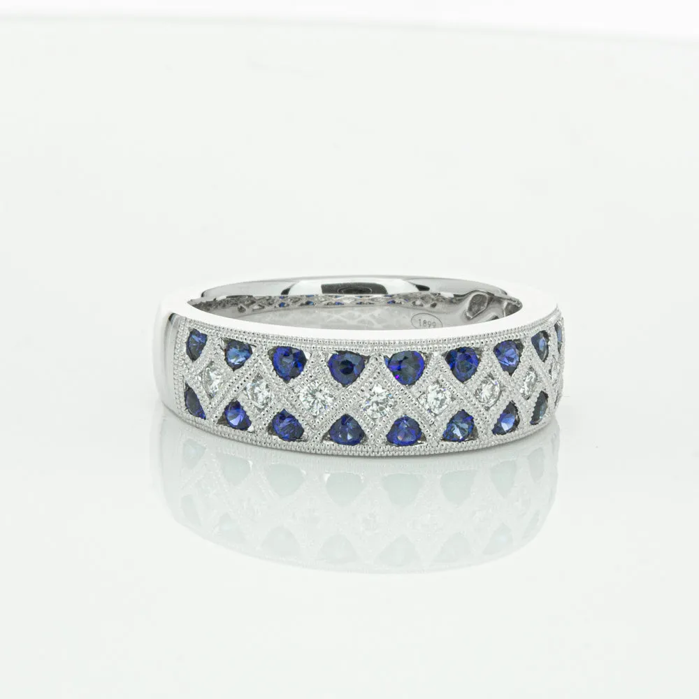 18ct White Gold .62ct Sapphire & Diamond Honour Band