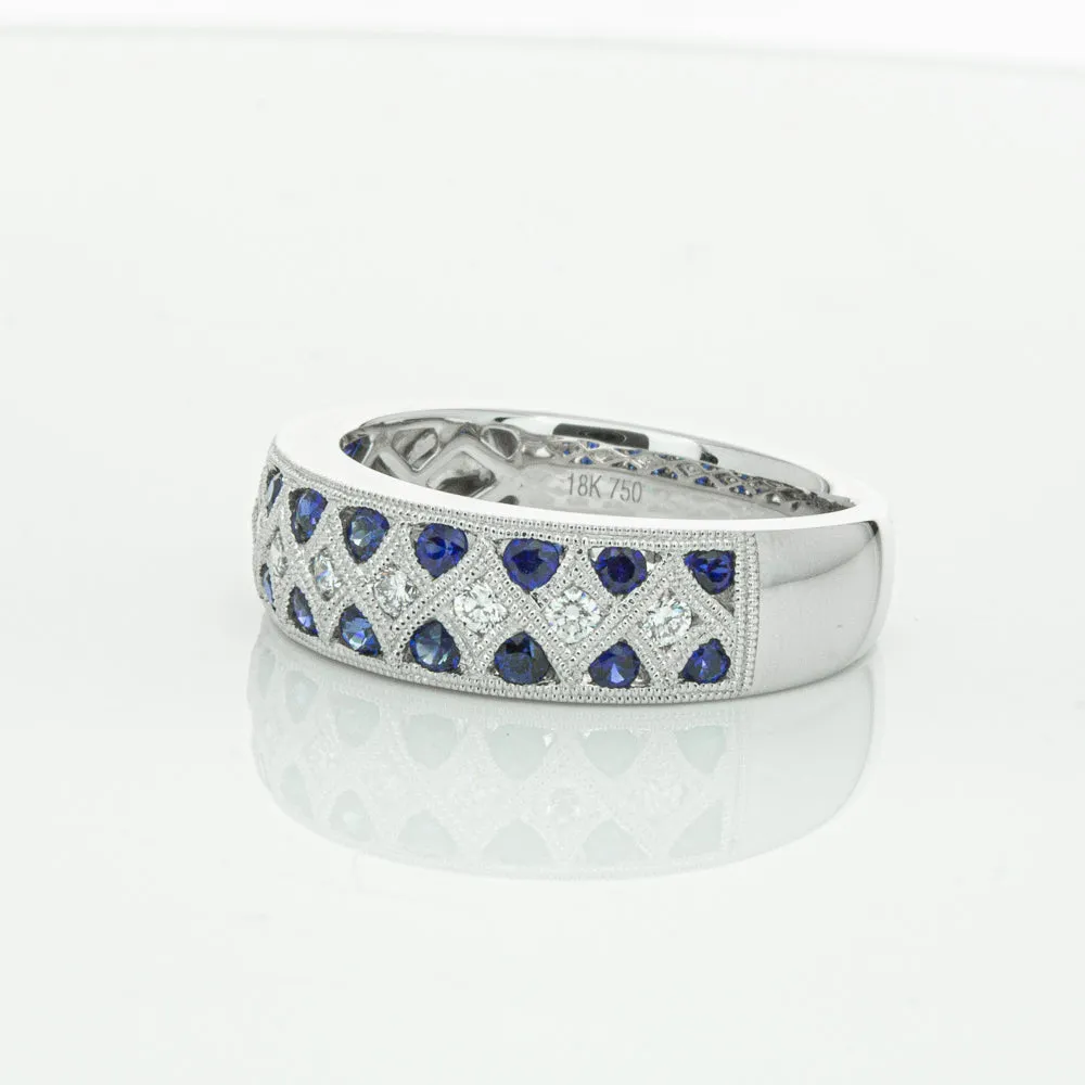 18ct White Gold .62ct Sapphire & Diamond Honour Band