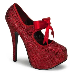 5 Inch Heel TEEZE-04R Red Rhinestones