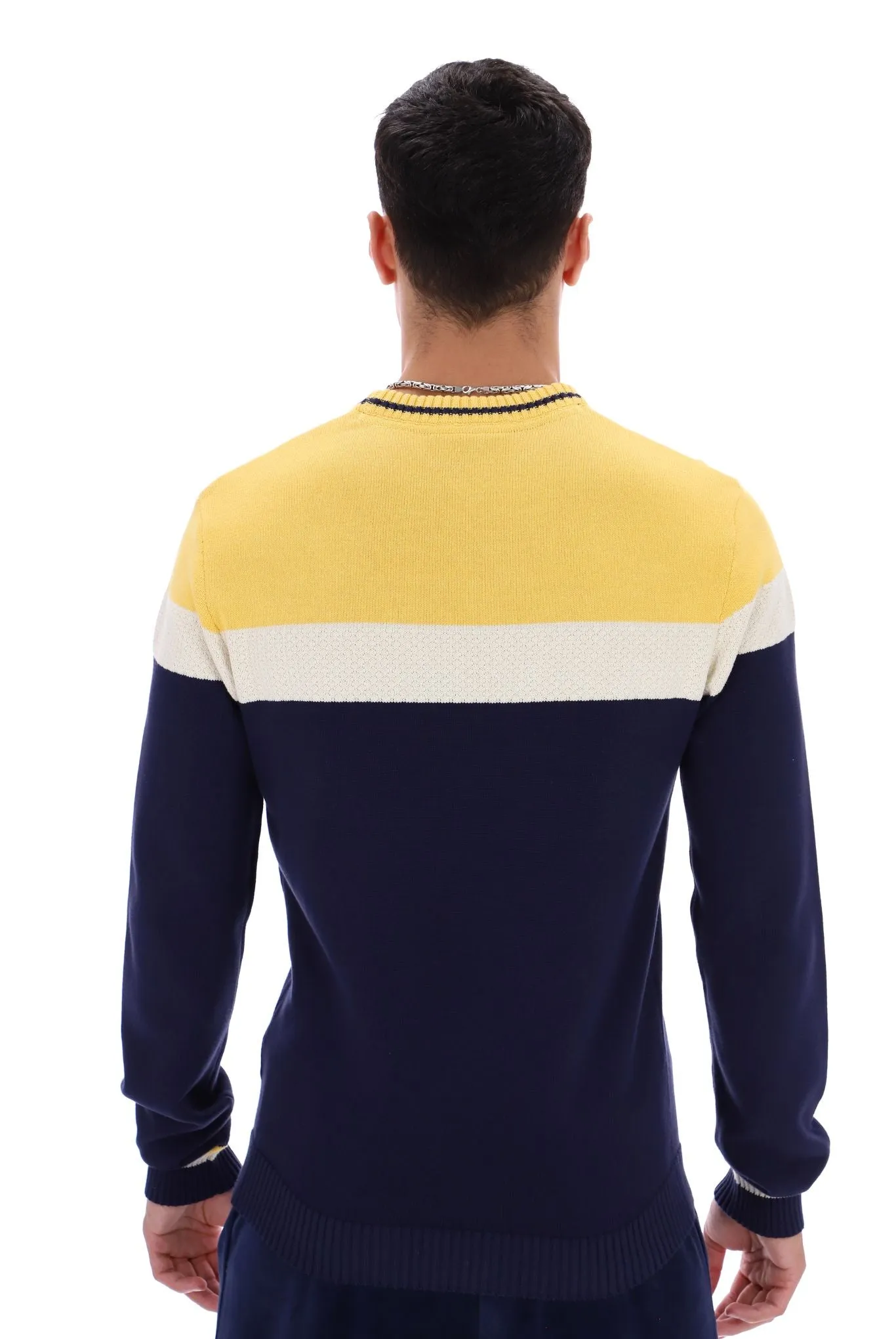 Alden Textured Knitted Colour Block Sweater