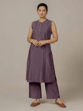 Alina x Rozaana | A Line Kurta in Purple Mauve with Thread Work | Coords or Only Kurta