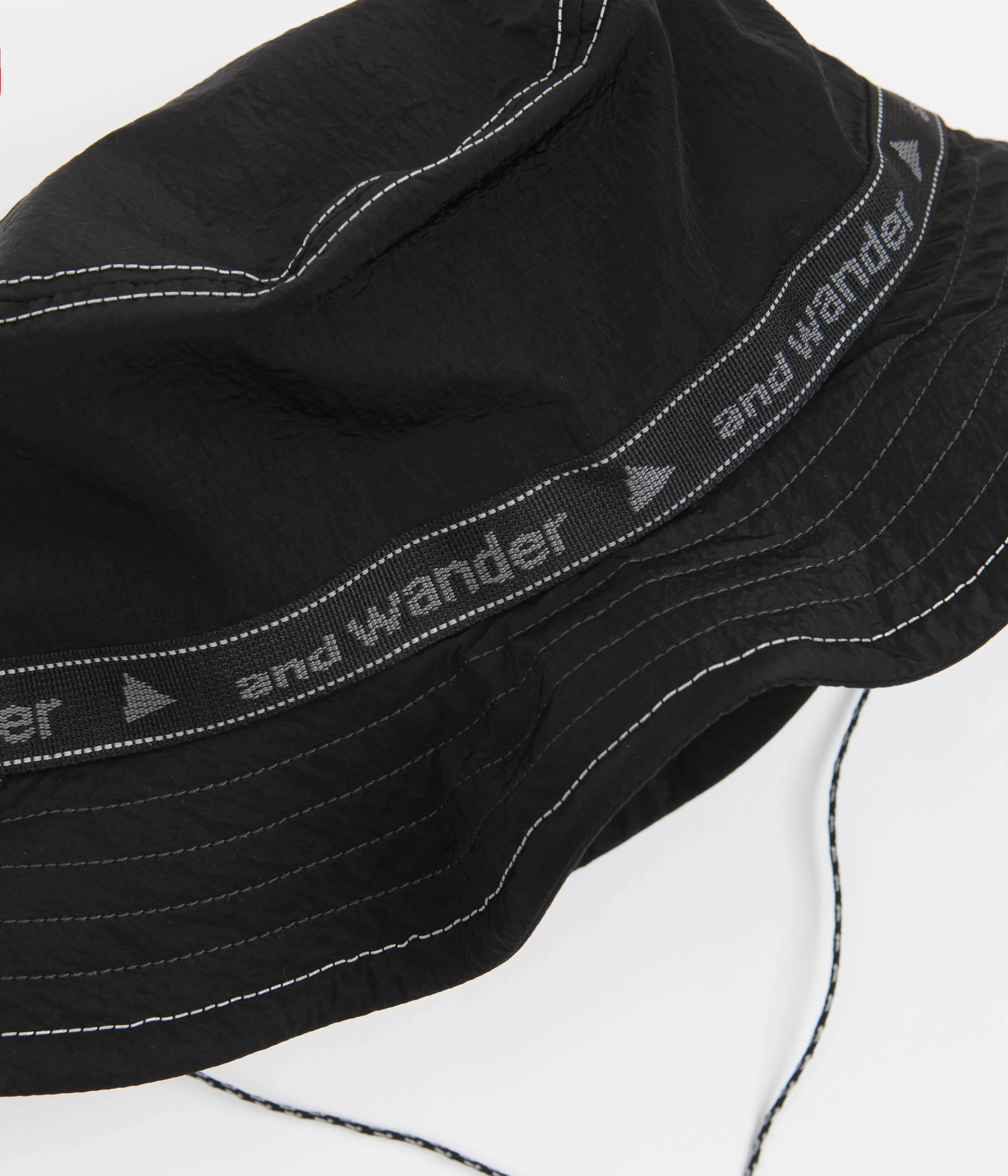 and wander JQ Tape Bucket Hat - Black