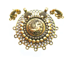 Antique Golden Peacock Designer Pendant Set