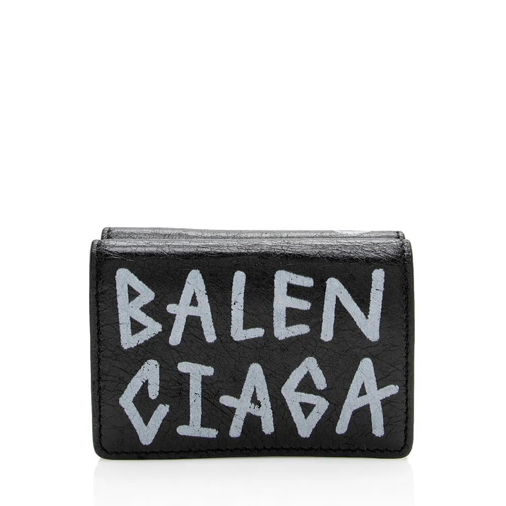 Balenciaga Leather Graffiti Mini Wallet