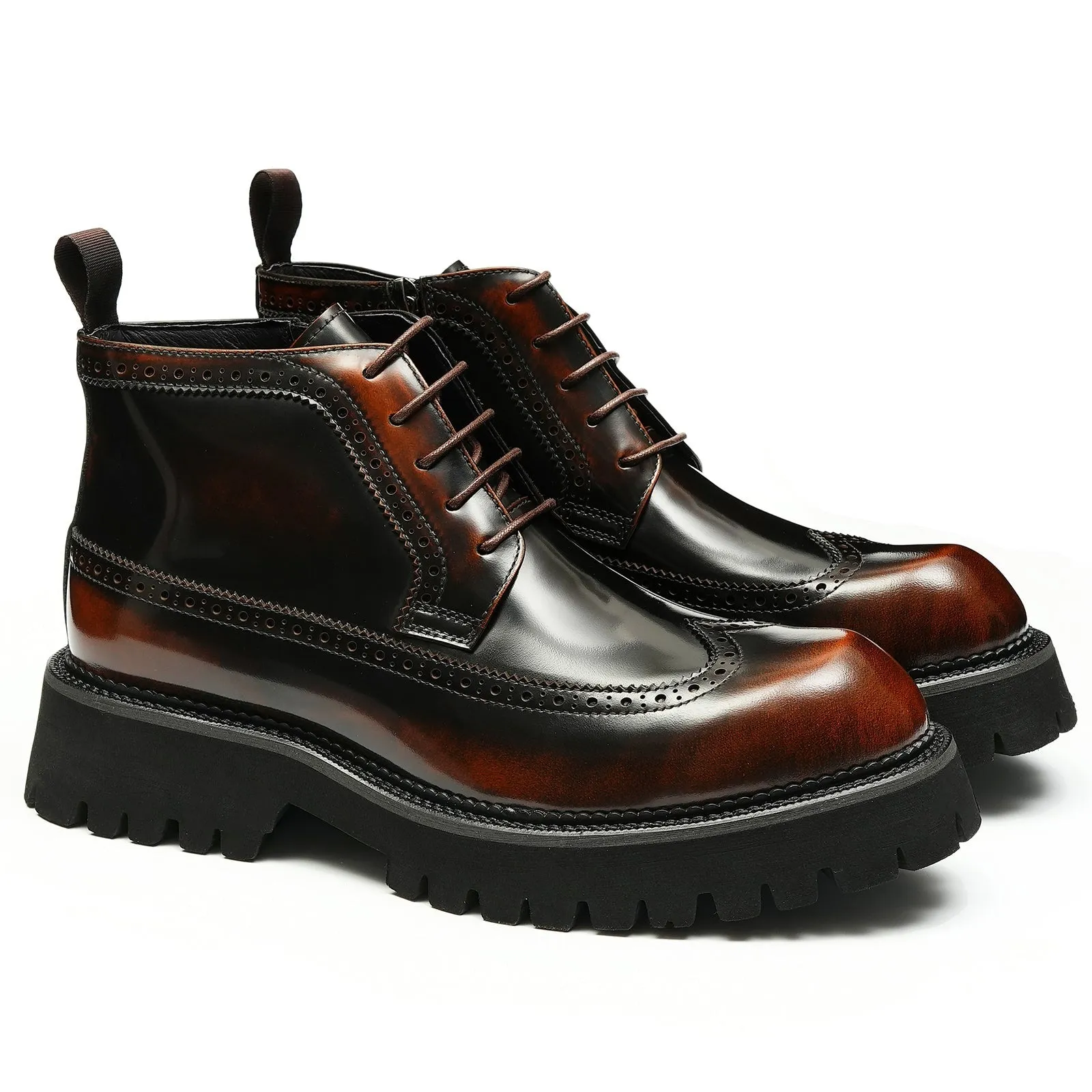 Brown brogue ankle boots