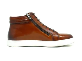 Calfskin High-Top Sneaker Whiskey