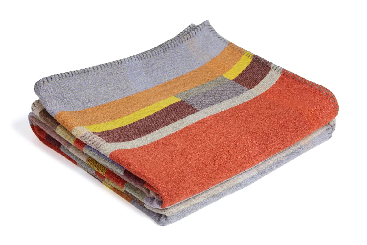 Cecil' Orange 100% Merino Wool Block Throw