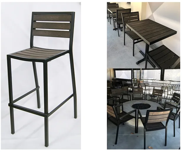 Chocolate Mocha Outdoor Bar Stool Aluminum Black Frame