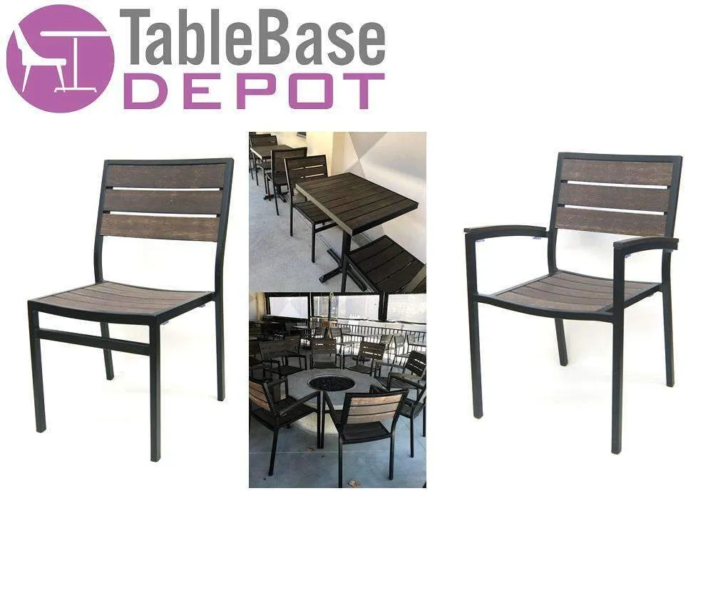 Chocolate Mocha Outdoor Bar Stool Aluminum Black Frame