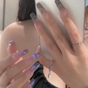 Clear Glittery Press On Nails