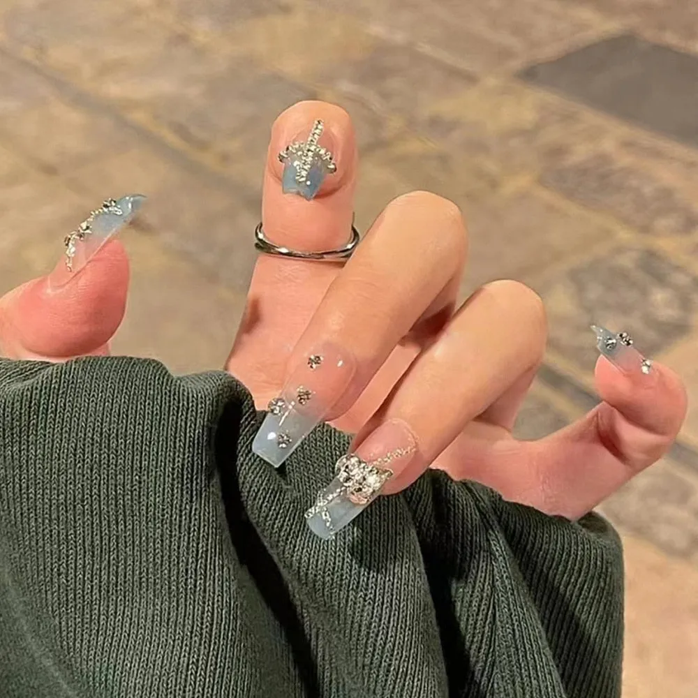 Clear Glittery Press On Nails