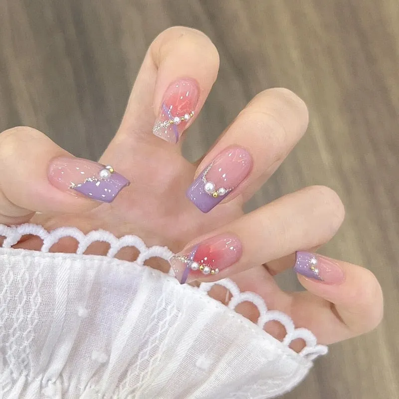 Clear Glittery Press On Nails