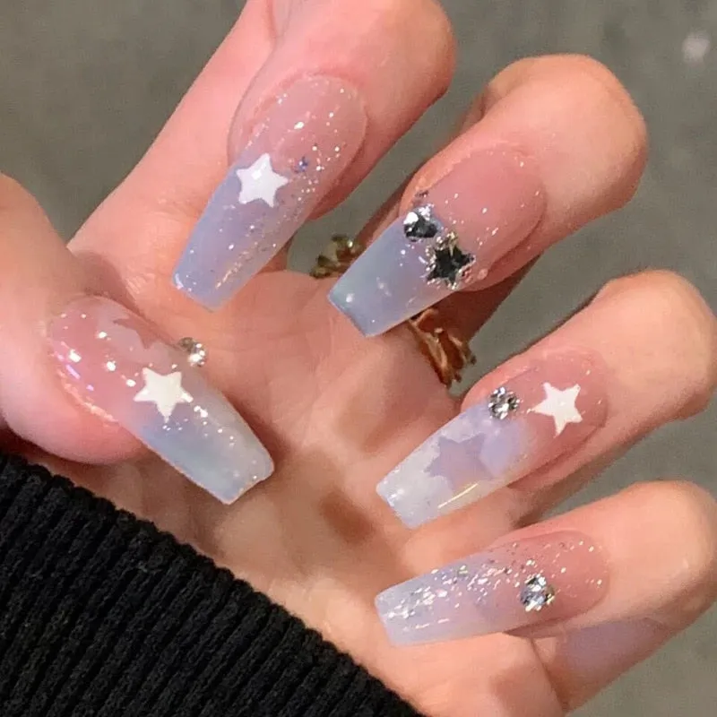 Clear Glittery Press On Nails