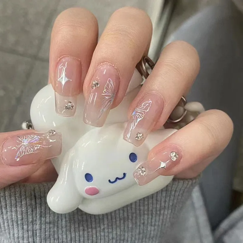 Clear Glittery Press On Nails