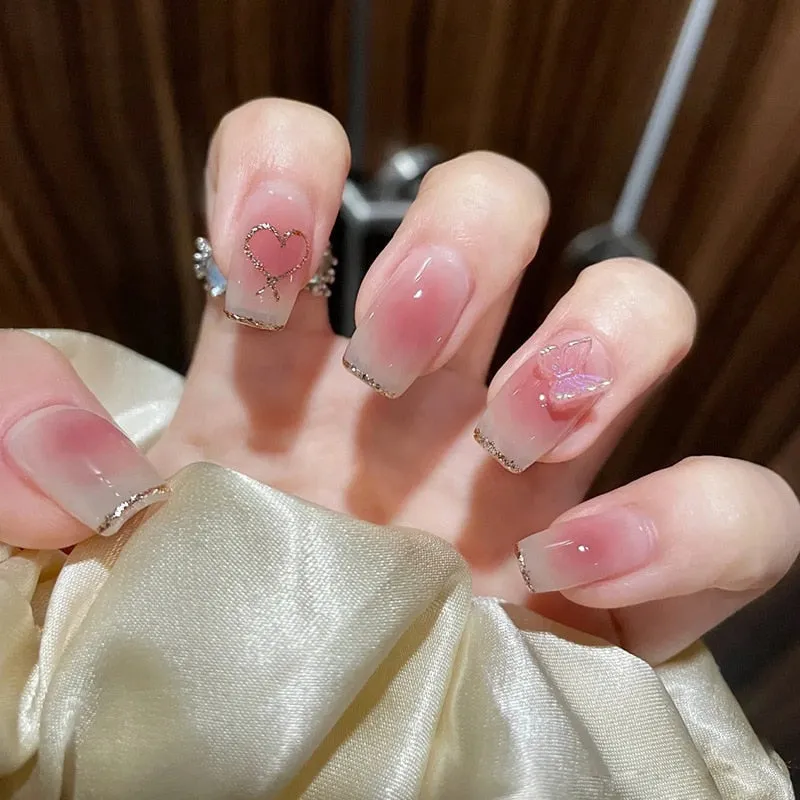 Clear Glittery Press On Nails