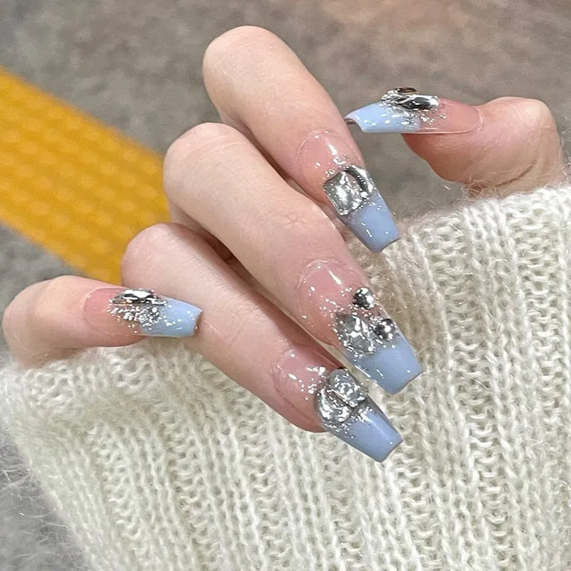 Clear Glittery Press On Nails