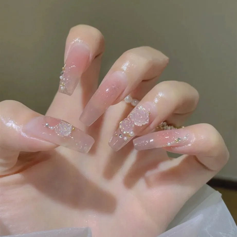 Clear Glittery Press On Nails