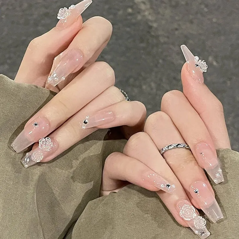 Clear Glittery Press On Nails