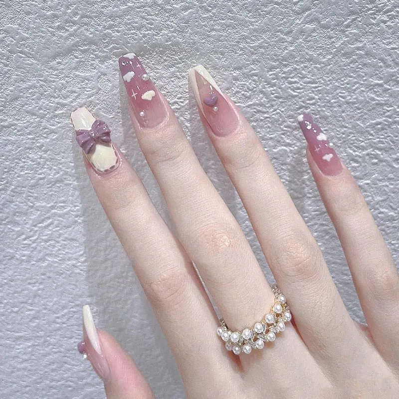 Clear Glittery Press On Nails