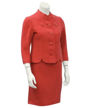 Coral Wool Skirt Suit