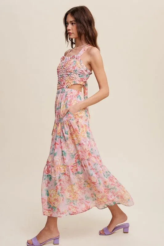 Floral Bubble Textured Maxi Dress