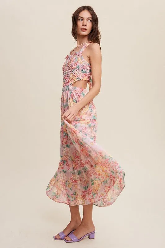 Floral Bubble Textured Maxi Dress