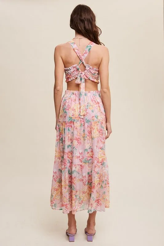 Floral Bubble Textured Maxi Dress