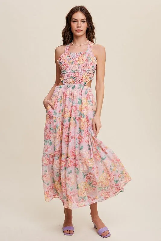 Floral Bubble Textured Maxi Dress