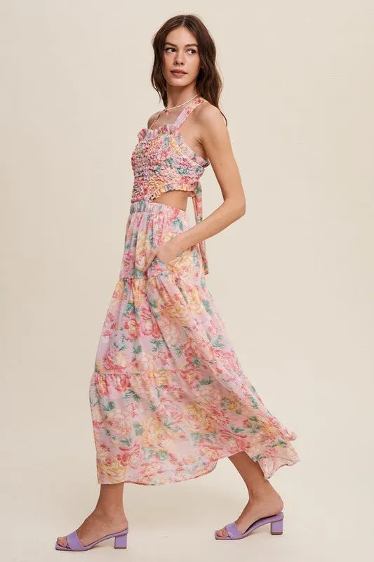 Floral Bubble Textured Maxi Dress