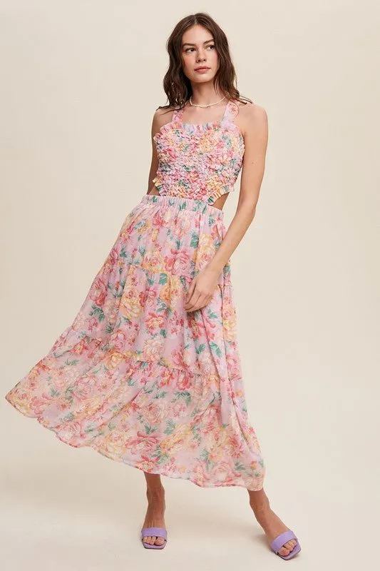 Floral Bubble Textured Maxi Dress