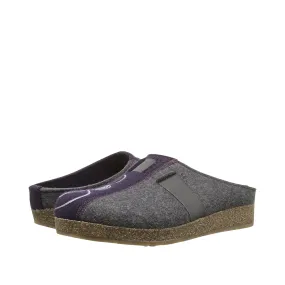 Haflinger Women's Magic 2-Tone Wool Clog in Grey/Eggplant Purple